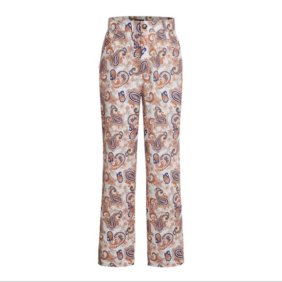 MOTF Paisley Wide Leg Pants - Cream and Orange - Picture 4 of 13